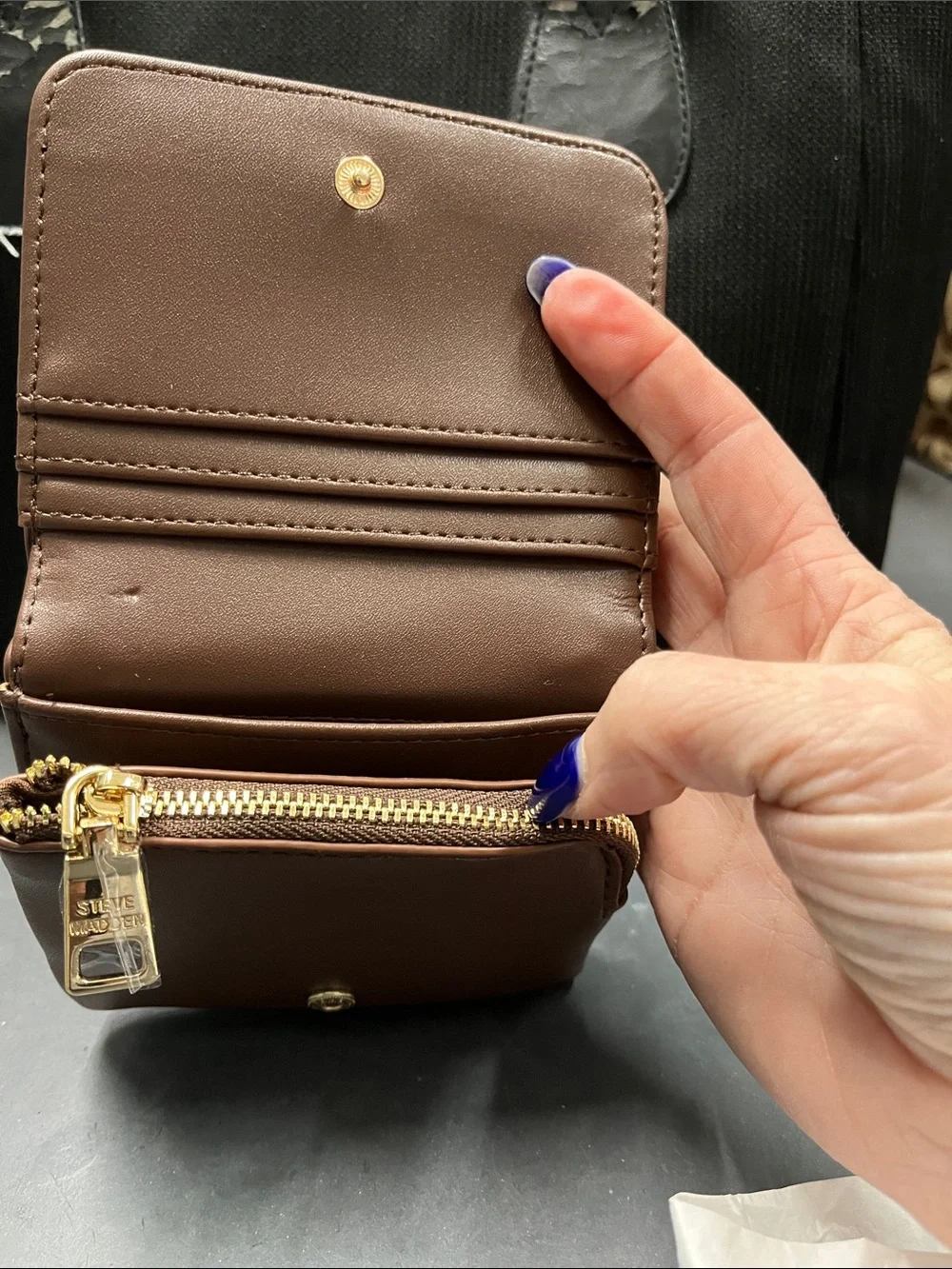 NWT Steve Madden Brown and Cream Zebra Wristlet Wallet with Beaded Strap